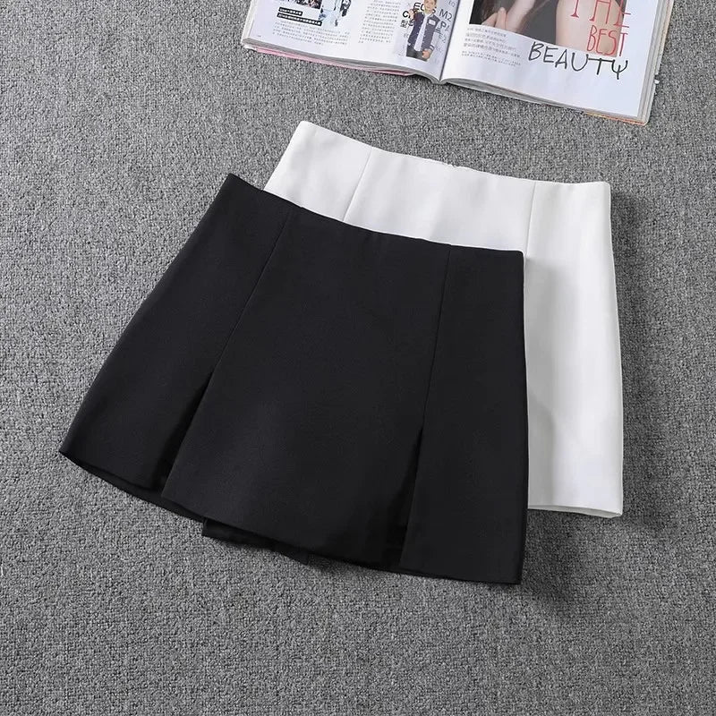 High-waisted A- line Split Short Skirt